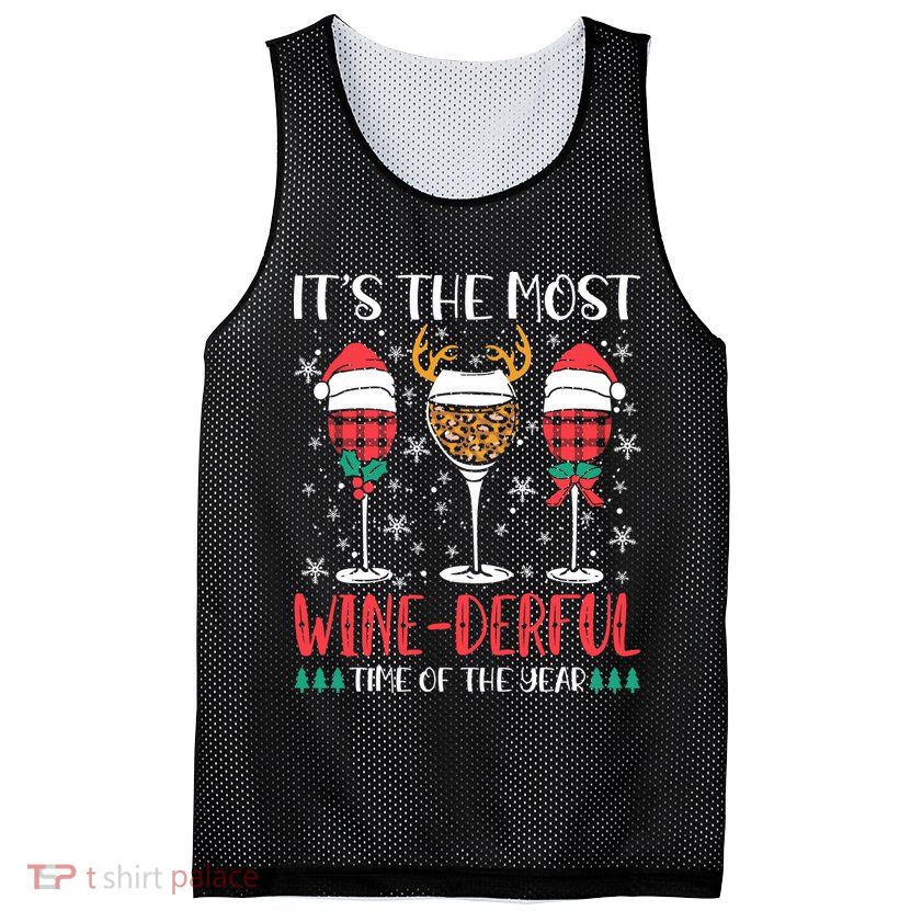 Christmas It's The Most Wine Derful Time Of The Year Mesh Reversible Basketball Jersey Tank