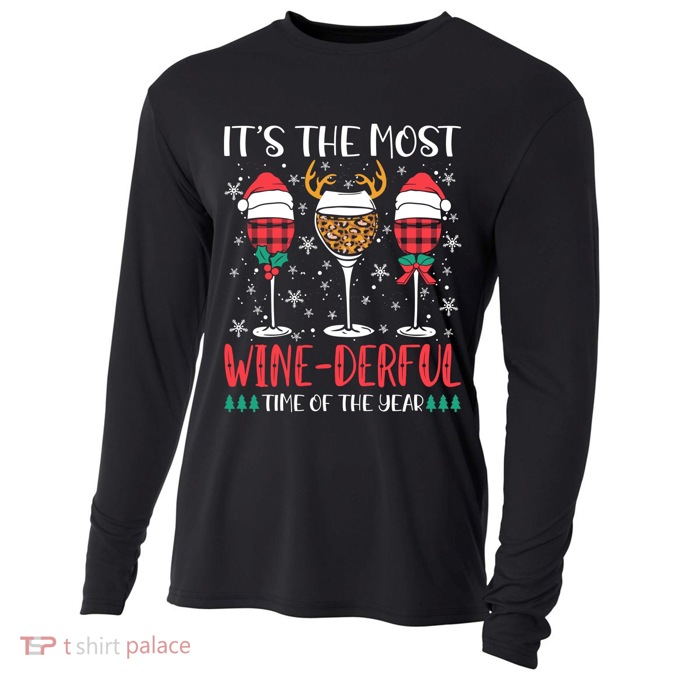Christmas It's The Most Wine Derful Time Of The Year Cooling Performance Long Sleeve Crew
