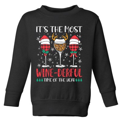Christmas It's The Most Wine Derful Time Of The Year Toddler Sweatshirt