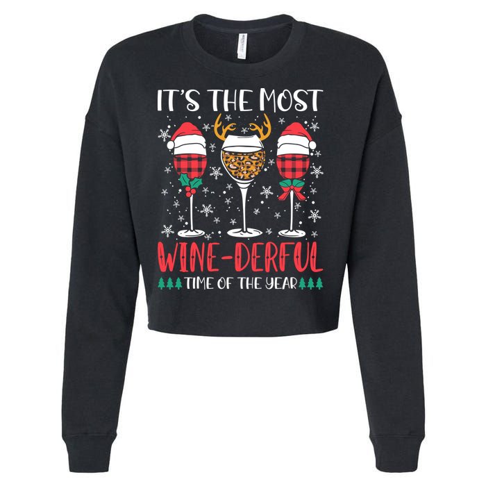 Christmas It's The Most Wine Derful Time Of The Year Cropped Pullover Crew