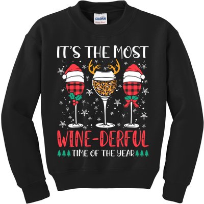 Christmas It's The Most Wine Derful Time Of The Year Kids Sweatshirt