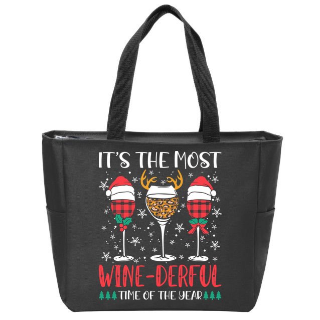 Christmas It's The Most Wine Derful Time Of The Year Zip Tote Bag