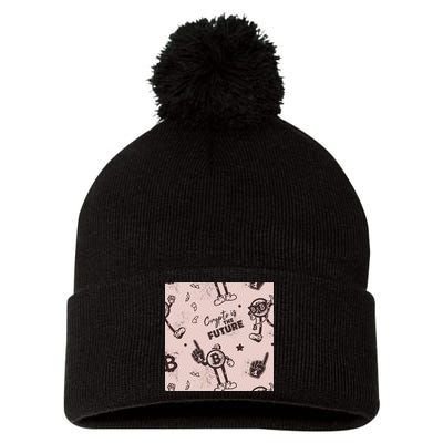 Crypto Is The Future Retro Pom Pom 12in Knit Beanie
