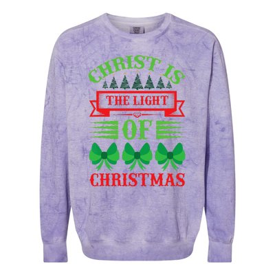 Christ Is The Light Of Christmas Pajama Xmas Christian Colorblast Crewneck Sweatshirt