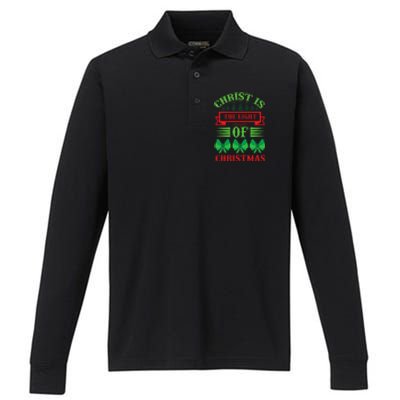 Christ Is The Light Of Christmas Pajama Xmas Christian Performance Long Sleeve Polo