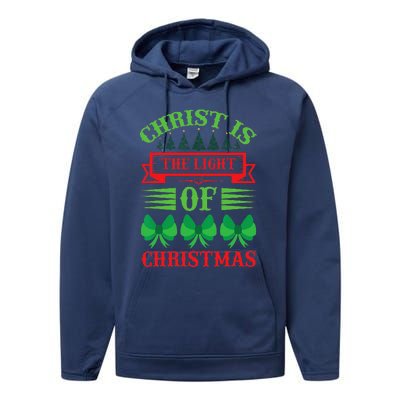 Christ Is The Light Of Christmas Pajama Xmas Christian Performance Fleece Hoodie