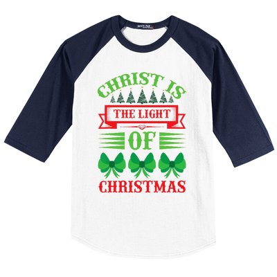 Christ Is The Light Of Christmas Pajama Xmas Christian Baseball Sleeve Shirt