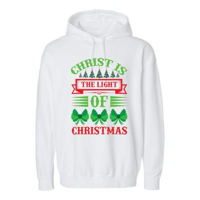 Christ Is The Light Of Christmas Pajama Xmas Christian Garment-Dyed Fleece Hoodie