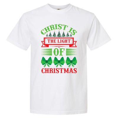 Christ Is The Light Of Christmas Pajama Xmas Christian Garment-Dyed Heavyweight T-Shirt