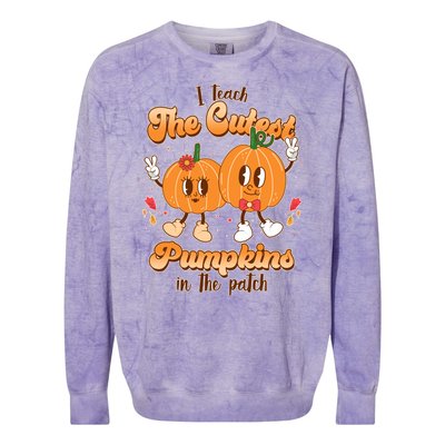 Cute I Teach The Cutest Pumpkins In The Patch Teacher Life Colorblast Crewneck Sweatshirt