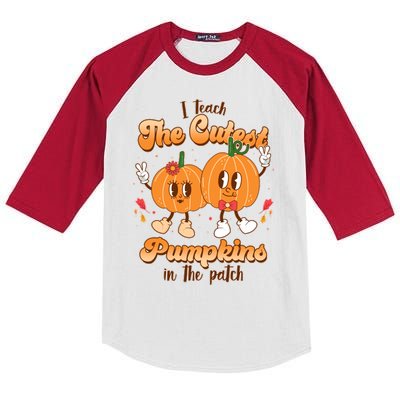 Cute I Teach The Cutest Pumpkins In The Patch Teacher Life Kids Colorblock Raglan Jersey