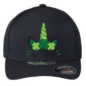 Cute Irish Unicorn Face St PatrickS Day Gift Flexfit Unipanel Trucker Cap