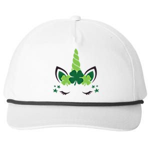 Cute Irish Unicorn Face St PatrickS Day Gift Snapback Five-Panel Rope Hat