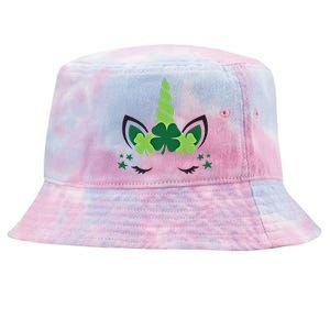 Cute Irish Unicorn Face St PatrickS Day Gift Tie-Dyed Bucket Hat