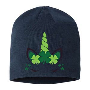 Cute Irish Unicorn Face St PatrickS Day Gift Sustainable Beanie