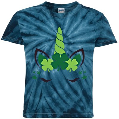 Cute Irish Unicorn Face St PatrickS Day Gift Kids Tie-Dye T-Shirt