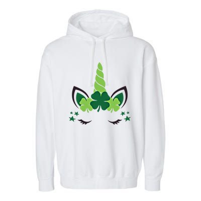 Cute Irish Unicorn Face St PatrickS Day Gift Garment-Dyed Fleece Hoodie