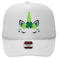 Cute Irish Unicorn Face St PatrickS Day Gift High Crown Mesh Back Trucker Hat