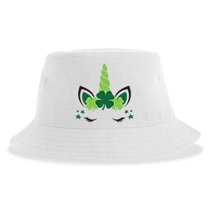 Cute Irish Unicorn Face St PatrickS Day Gift Sustainable Bucket Hat