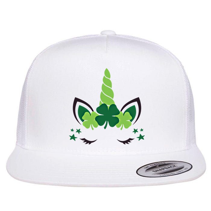 Cute Irish Unicorn Face St PatrickS Day Gift Flat Bill Trucker Hat