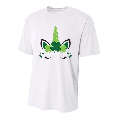 Cute Irish Unicorn Face St PatrickS Day Gift Youth Performance Sprint T-Shirt