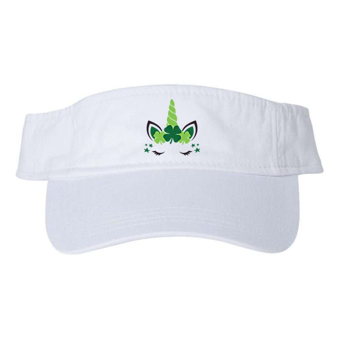 Cute Irish Unicorn Face St PatrickS Day Gift Valucap Bio-Washed Visor