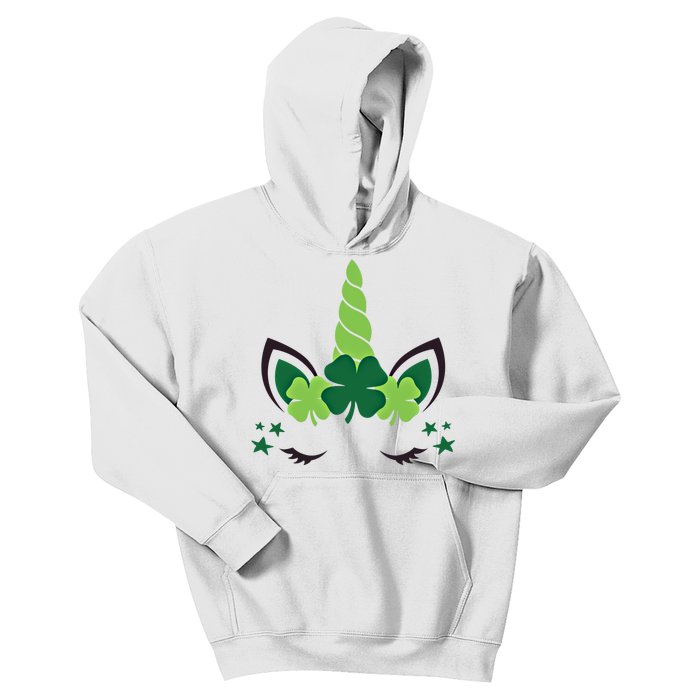 Cute Irish Unicorn Face St PatrickS Day Gift Kids Hoodie