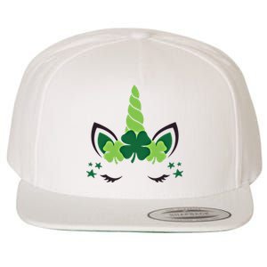 Cute Irish Unicorn Face St PatrickS Day Gift Wool Snapback Cap