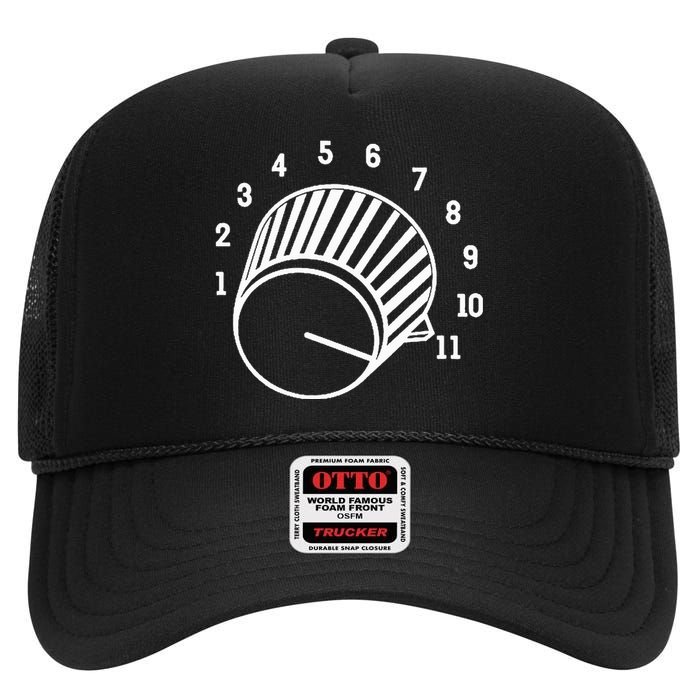 Crank It Up Crazy Guitar Player High Strung Goes To Eleven High Crown Mesh Back Trucker Hat