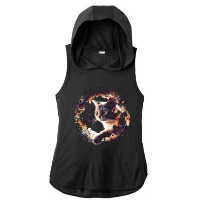 Cat In Universe Space Cat Ladies PosiCharge Tri-Blend Wicking Draft Hoodie Tank