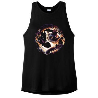 Cat In Universe Space Cat Ladies PosiCharge Tri-Blend Wicking Tank