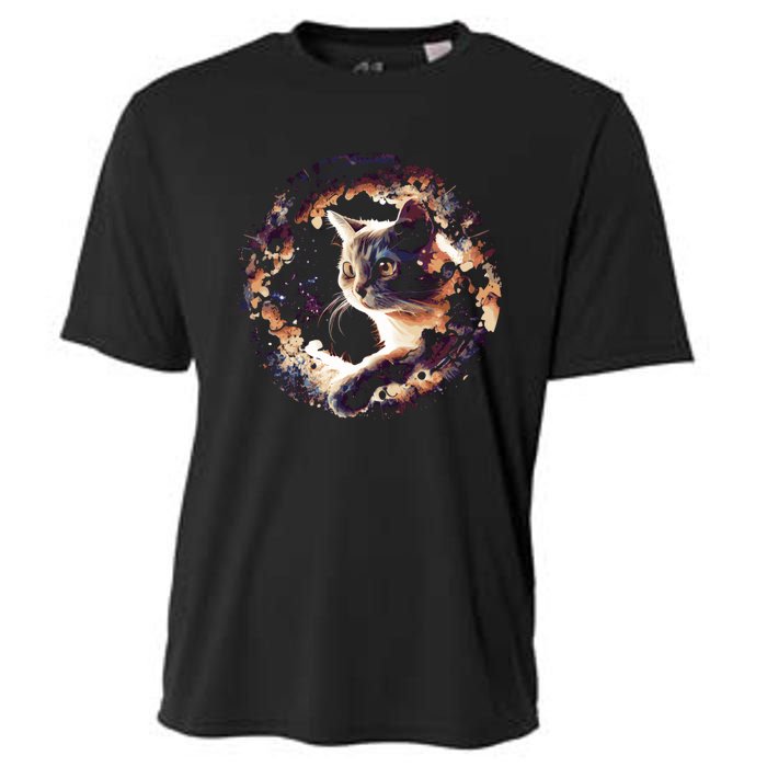 Cat In Universe Space Cat Cooling Performance Crew T-Shirt