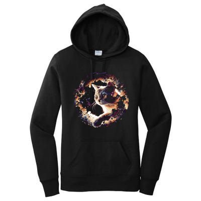 Cat In Universe Space Cat Women's Pullover Hoodie