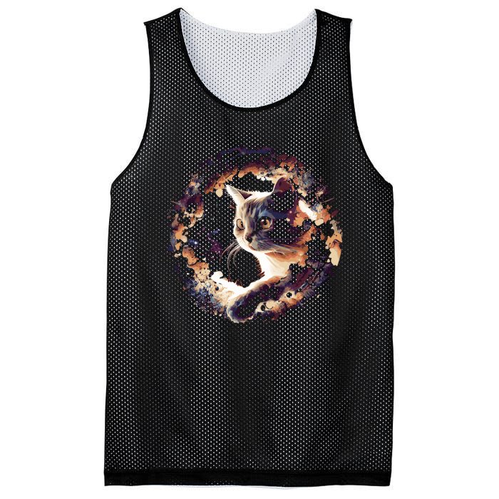 Cat In Universe Space Cat Mesh Reversible Basketball Jersey Tank