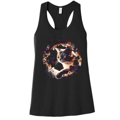 Cat In Universe Space Cat Women's Racerback Tank