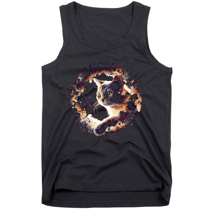 Cat In Universe Space Cat Tank Top