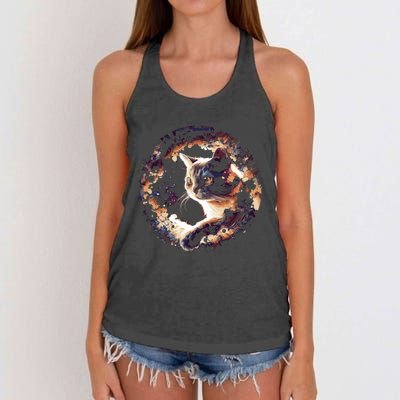 Cat In Universe Space Cat Women's Knotted Racerback Tank