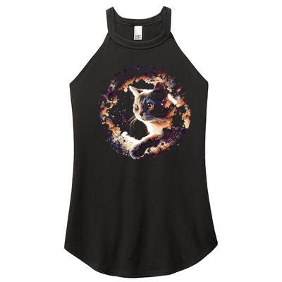 Cat In Universe Space Cat Women's Perfect Tri Rocker Tank