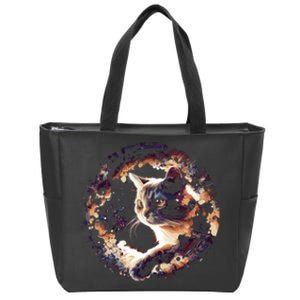 Cat In Universe Space Cat Zip Tote Bag