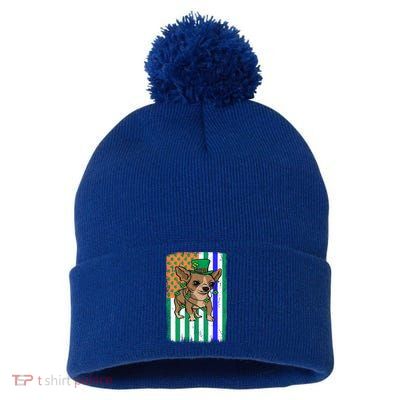 Chihuahua Irish Usa Flag Police Officer Cop St Patrick's Day Meaningful Gift Pom Pom 12in Knit Beanie