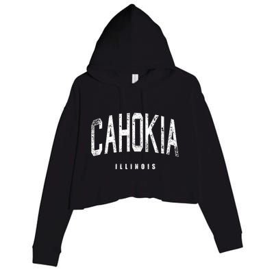 Cahokia Illinois Vintage Logo Crop Fleece Hoodie