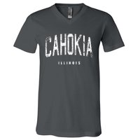 Cahokia Illinois Vintage Logo V-Neck T-Shirt