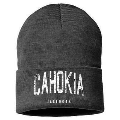 Cahokia Illinois Vintage Logo Sustainable Knit Beanie