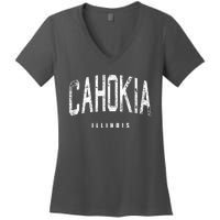 Cahokia Illinois Vintage Logo Women's V-Neck T-Shirt