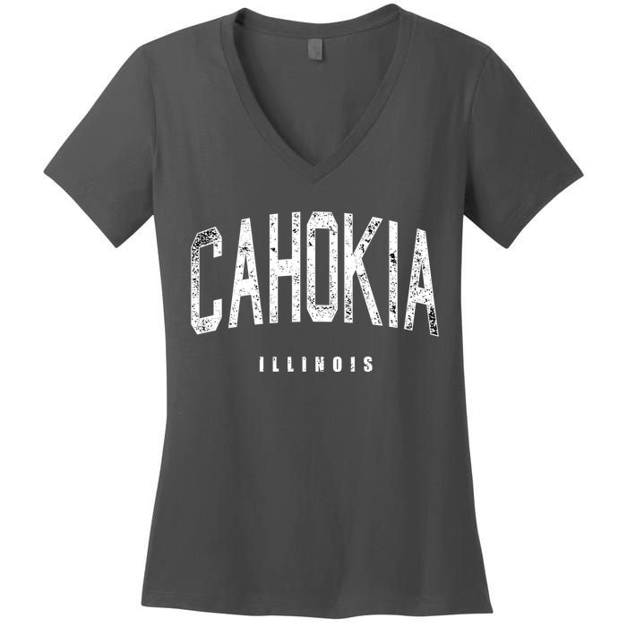 Cahokia Illinois Vintage Logo Women's V-Neck T-Shirt