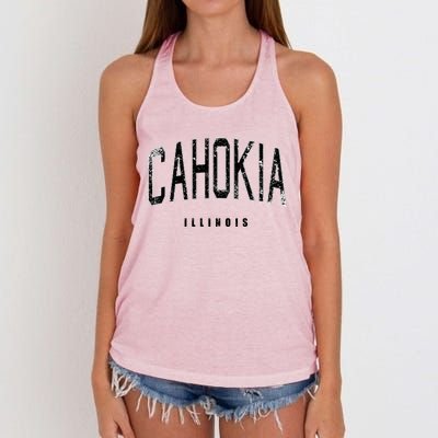 Cahokia Illinois Vintage Logo Women's Knotted Racerback Tank