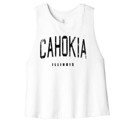 Cahokia Illinois Vintage Logo Women's Racerback Cropped Tank