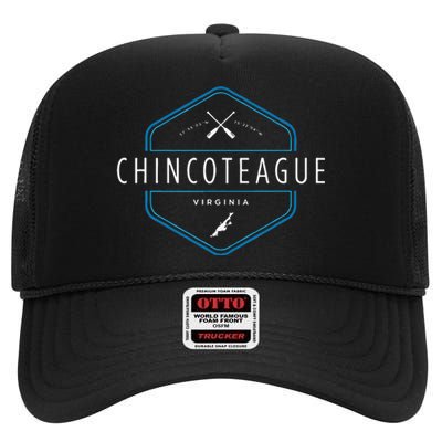 Chincoteague Island Virginia Beach Graphic High Crown Mesh Back Trucker Hat