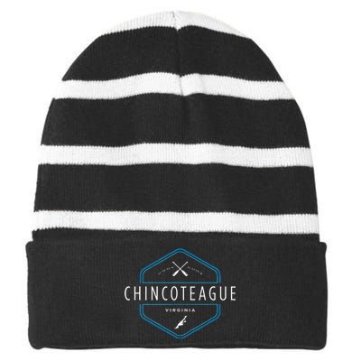 Chincoteague Island Virginia Beach Graphic Striped Beanie with Solid Band