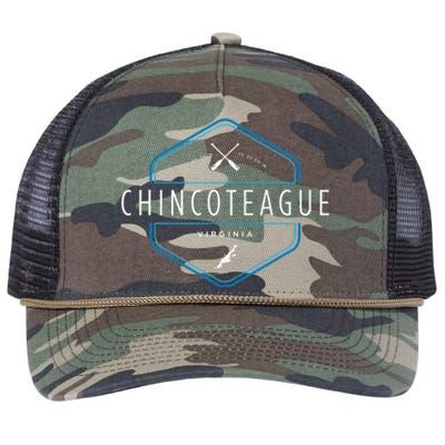 Chincoteague Island Virginia Beach Graphic Retro Rope Trucker Hat Cap